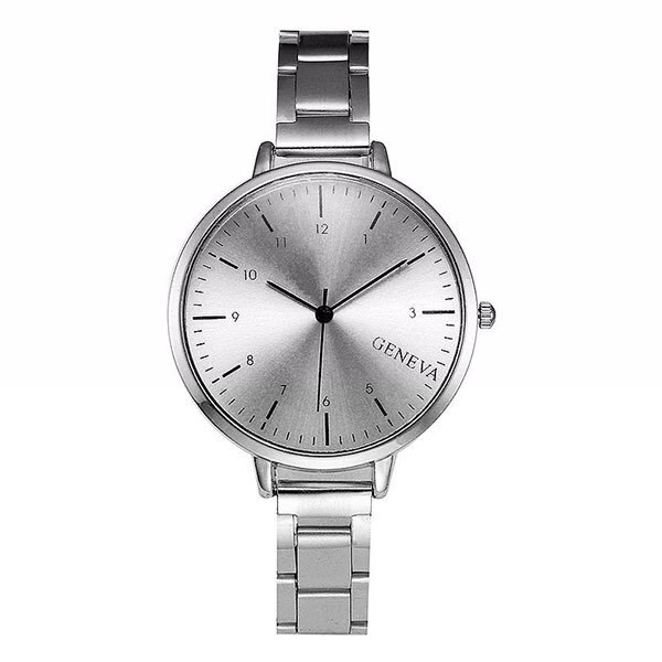 Ceas Geneva Dama Quartz Casual Elegant Argintiu, PN999667SR, curea din metal (zale), afisaj Analog