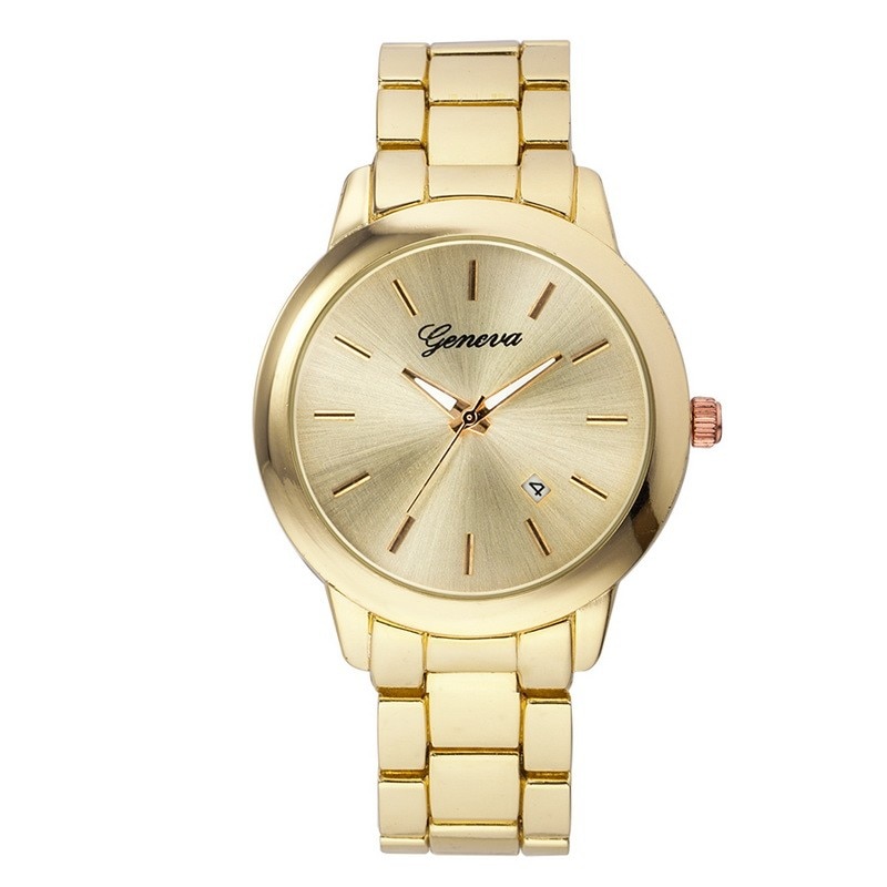 Ceas Geneva Dama Quartz Casual Elegant Auriu, PN999822GD, curea din metal (zale), afisaj Analog