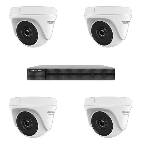 Kit sistem supraveghere HiWatch DVR UltraHD H.265 Pro + 4 camere 2 MP interior