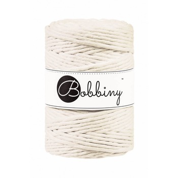 Snur de bumbac pentru macrame Bobbiny, 5 mm, 100 m, Natur Snur de bumbac pentru macrame Bobbiny, 5 mm, 100 m, Natur