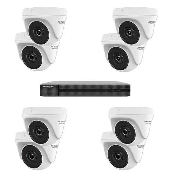 Kit sistem supraveghere HiWatch DVR UltraHD H.265 Pro + 8 camere 2 MP interior