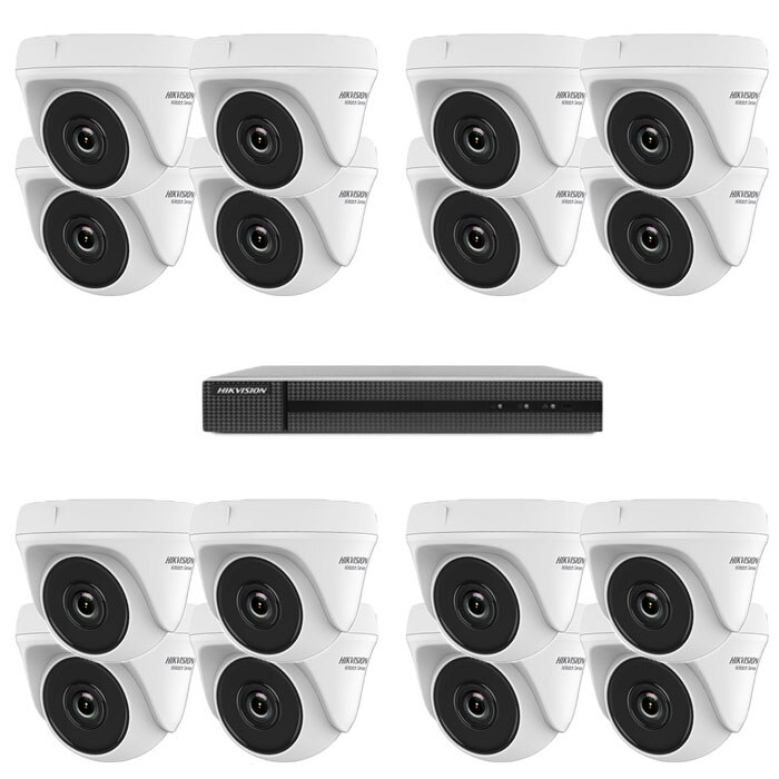 Kit sistem supraveghere HiWatch DVR UltraHD H.265 Pro + 16 camere 2 MP interior