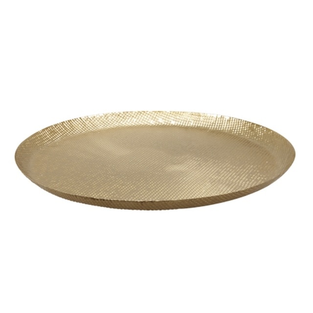 Platou metalic, auriu rotund, 50 cm