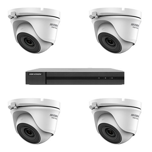 Kit sistem supraveghere HiWatch DVR UltraHD H.265 Pro + 4 camere 4 MP 1440p exterior/interior