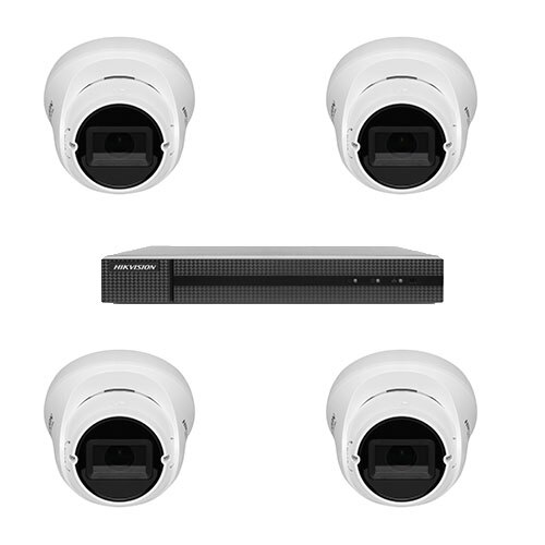 Kit sistem supraveghere HiWatch DVR UltraHD H.265 Pro + 4 camere 2 MP 1080p exterior