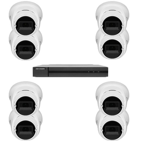 Kit sistem supraveghere HiWatch DVR UltraHD H.265 Pro + 8 camere 2 MP exterior/interior