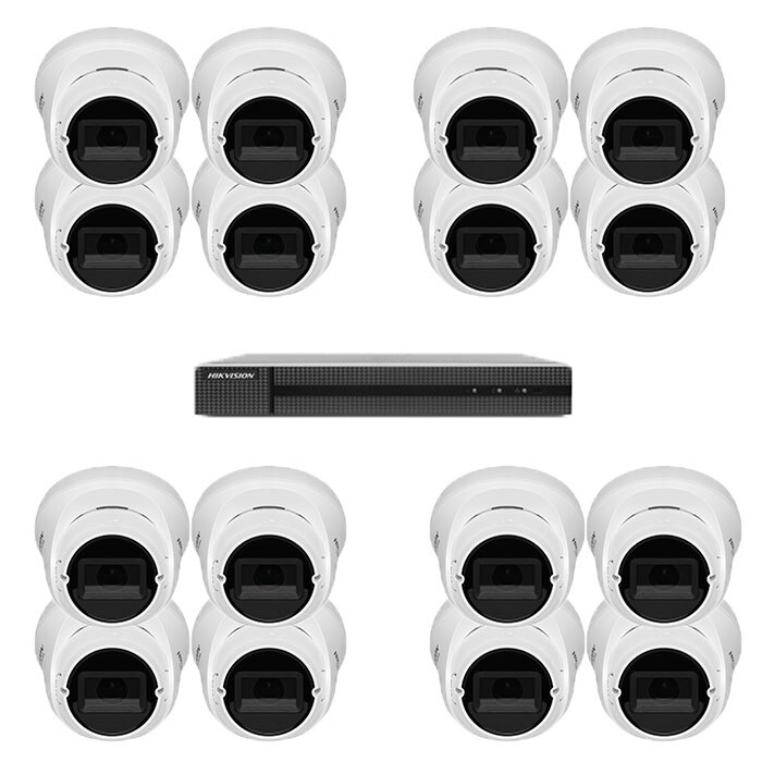 Kit sistem supraveghere HiWatch DVR UltraHD H.265 Pro + 16 camere 2 MP exterior/interior