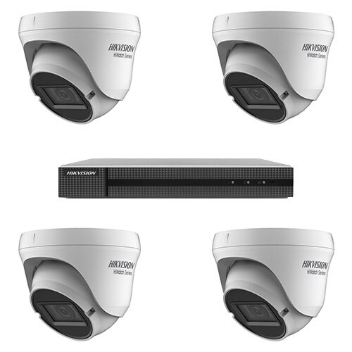Kit sistem supraveghere HiWatch DVR UltraHD H.265 Pro + 4 camere TVI 4 MP exterior