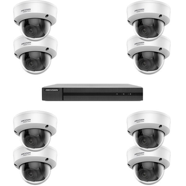 Kit sistem supraveghere HiWatch DVR UltraHD 1440p H.265 Pro + 8 camere TVI 4 MP exterior