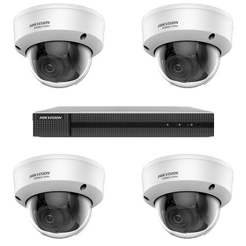 Kit sistem supraveghere HiWatch DVR UltraHD 1440p H.265 Pro + 4 camere TVI 4 MP exterior