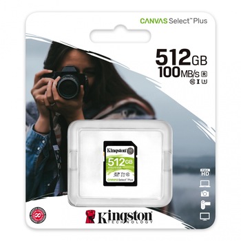 Card de memorie Kingston Canvas Select Plus SD 512GB, Class 10 UHS-I Card de memorie Kingston Canvas Select Plus SD 512GB, Class 10 UHS-I