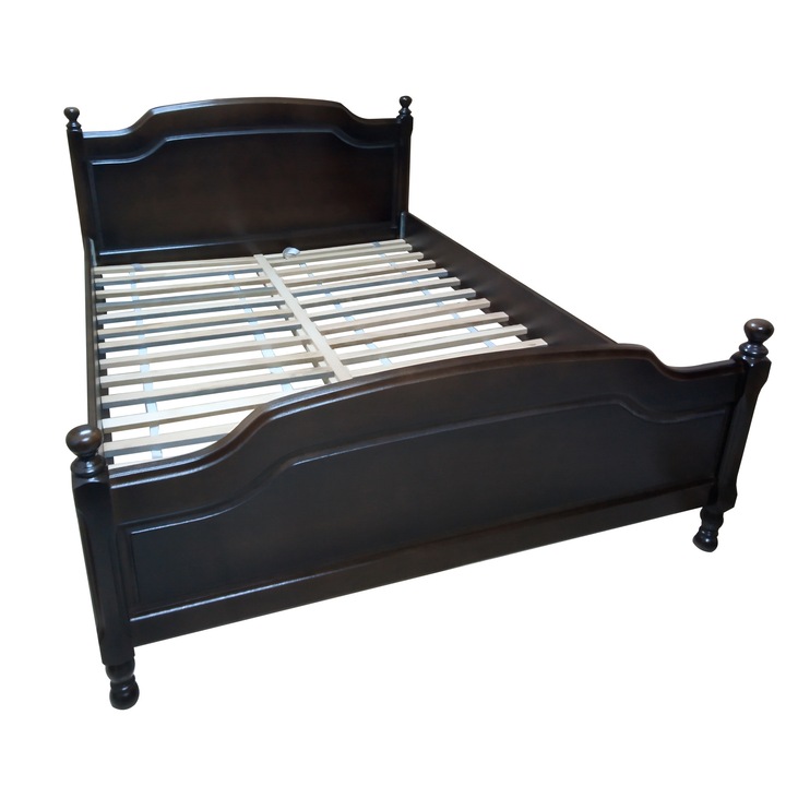 Pat lemn masiv, nuc, 120x200 cm, Ramely