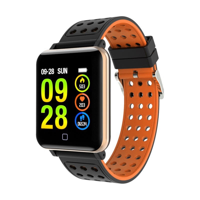 Bratara Fitness, Smart Bracelet, M19, Negru/Portocaliu