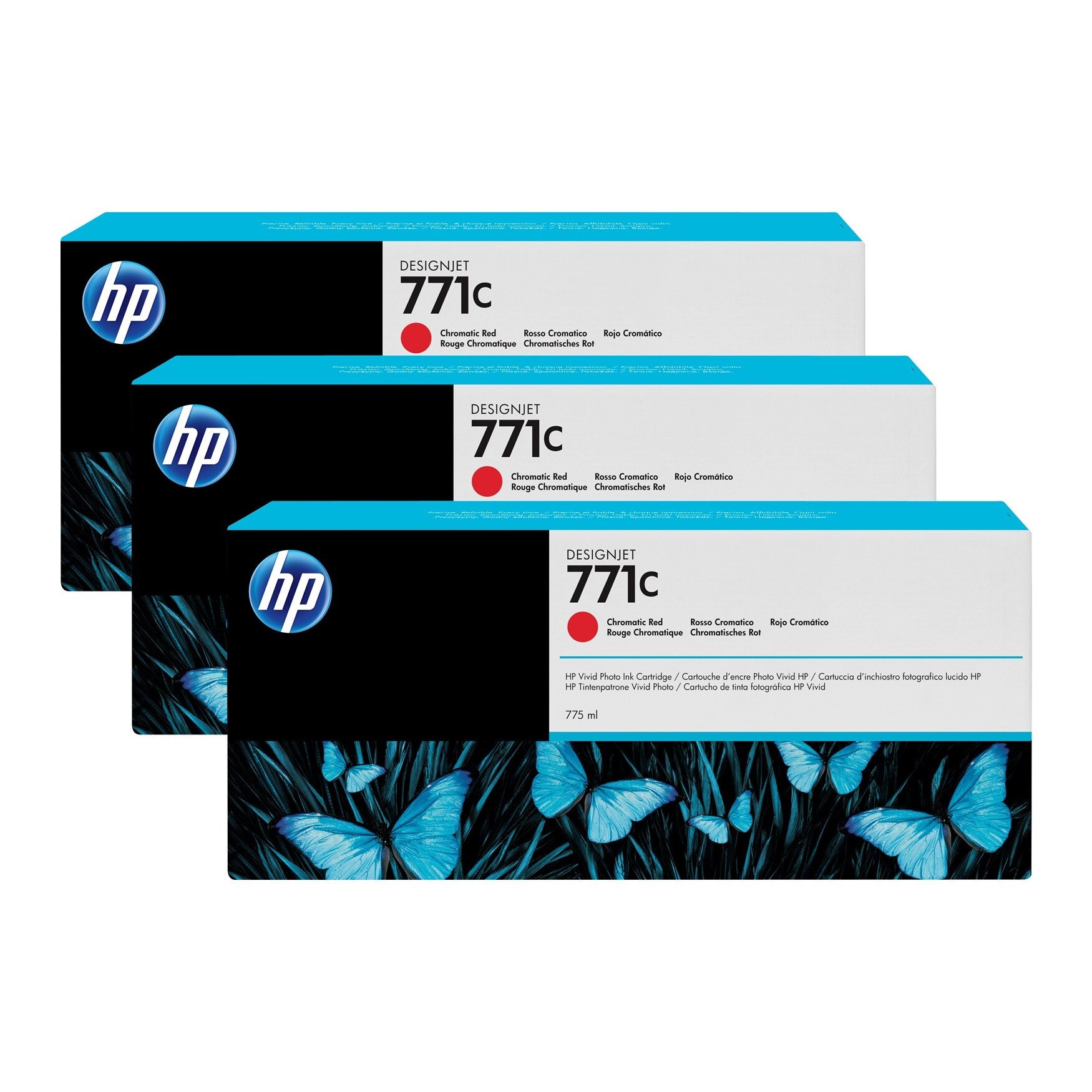 Set 3 x Cartuse de cerneala HP 771C 775 ml, rosu cromatic