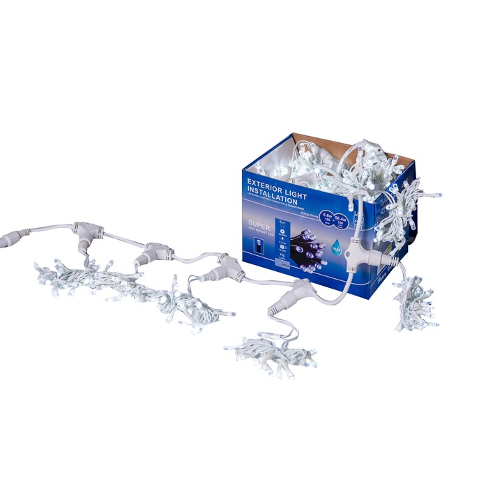 Perdea Lumini de exterior, 3m x 1.5m, 400 Led Lumina Rece, interconectabila