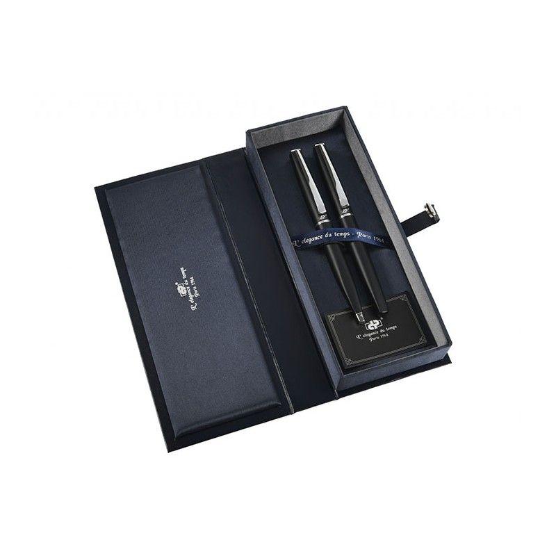 Set pix+stilou DP Carbon, negru mat cu accesorii cromate DPC-19-5523