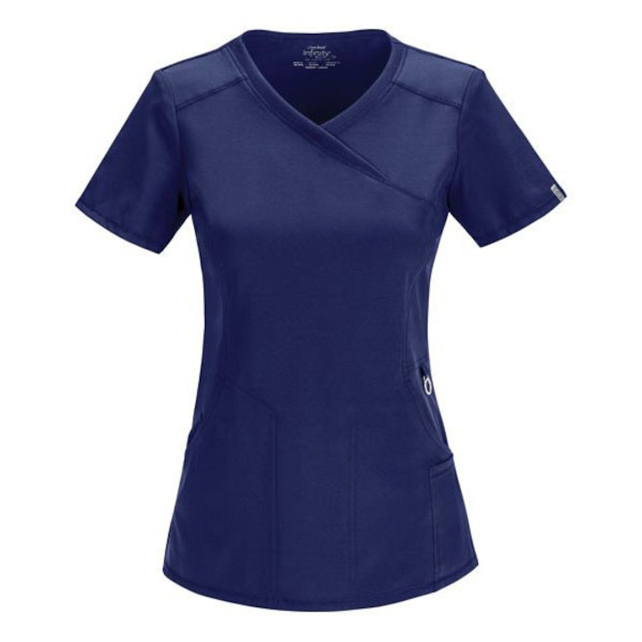 Halat medical antimicrobian Mock Wrap Navy, Marimea M