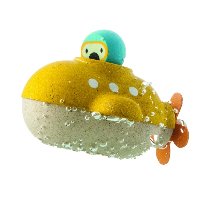 Jucarie de baie din lemn arbore cauciuc - Submarinul veseliei