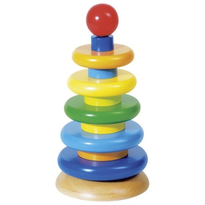 Играчка пирамида Goki, дървена, многоцветна