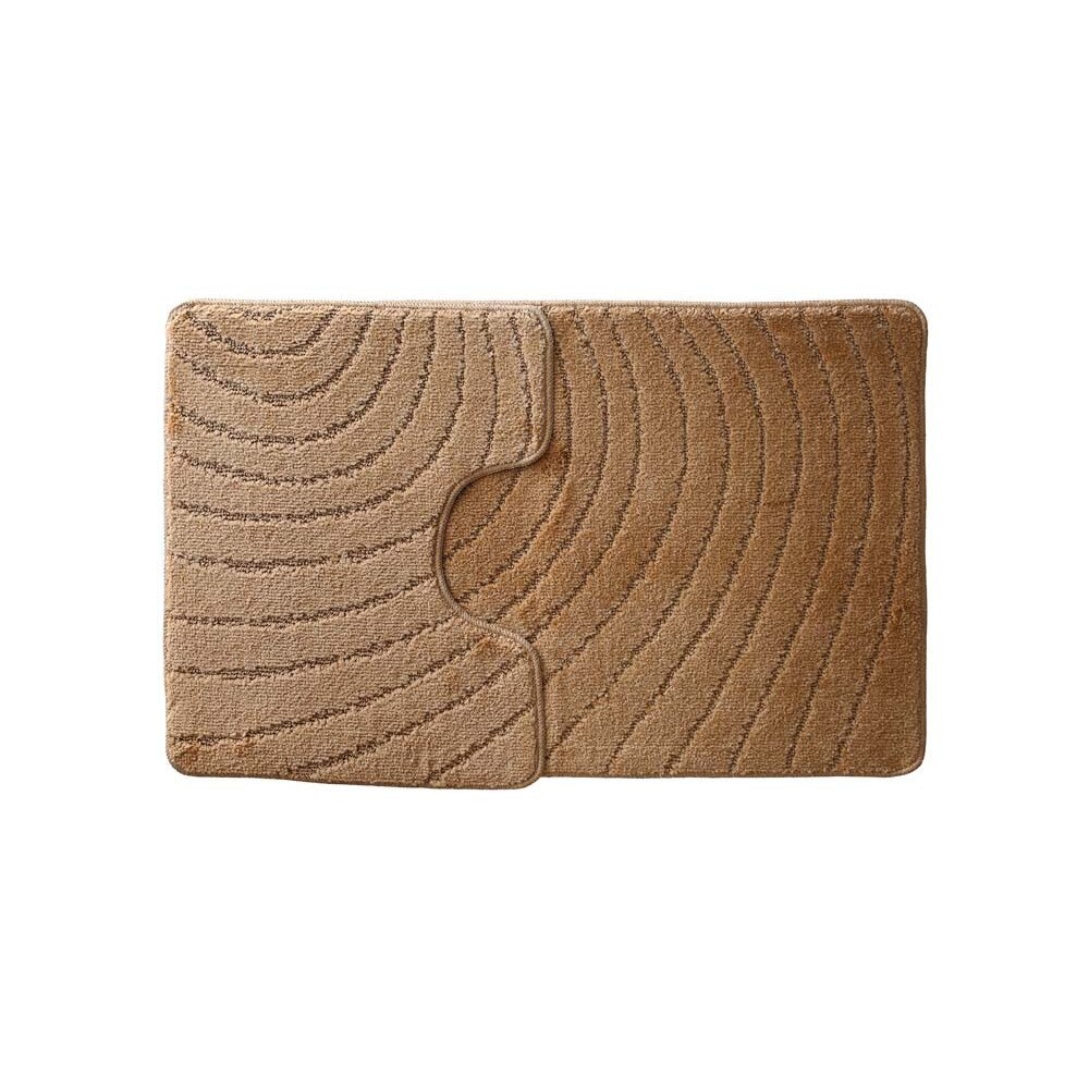 Set 2 covorase de baie Lines, culoare Maro, dimensiune 60x100 cm + 60x50 cm