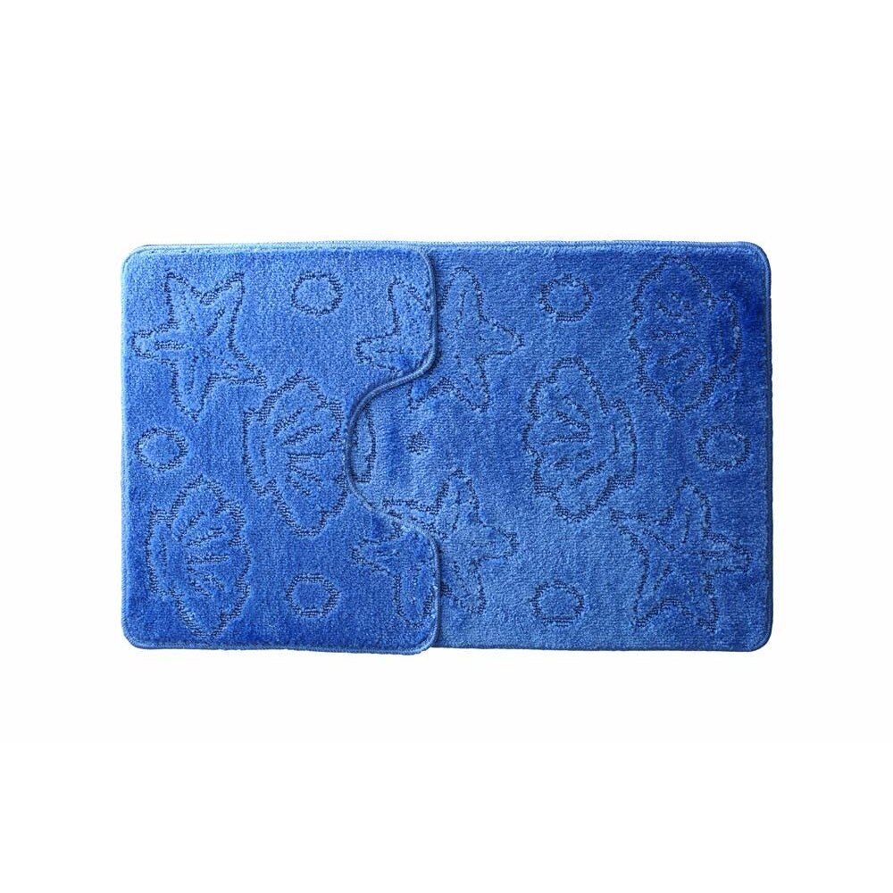 Set 2 covorase de baie Marine, culoare Albastru, dimensiune 60x100 cm + 60x50 cm