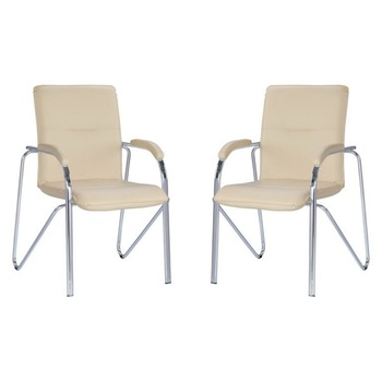 Set 2 scaune vizitator Samba Soft, Crem piele ecologica Set 2 scaune vizitator Samba Soft, Crem piele ecologica