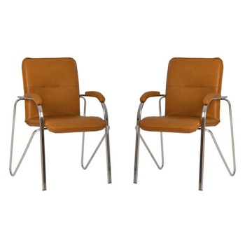 Set 2 scaune vizitator Samba Soft, Aramiu piele ecologica Set 2 scaune vizitator Samba Soft, Aramiu piele ecologica