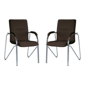 Set 2 scaune vizitator Samba Soft, Wenge piele ecologica Set 2 scaune vizitator Samba Soft, Wenge piele ecologica