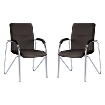 Set 2 scaune vizitator Samba Soft, Negru piele ecologica Set 2 scaune vizitator Samba Soft, Negru piele ecologica
