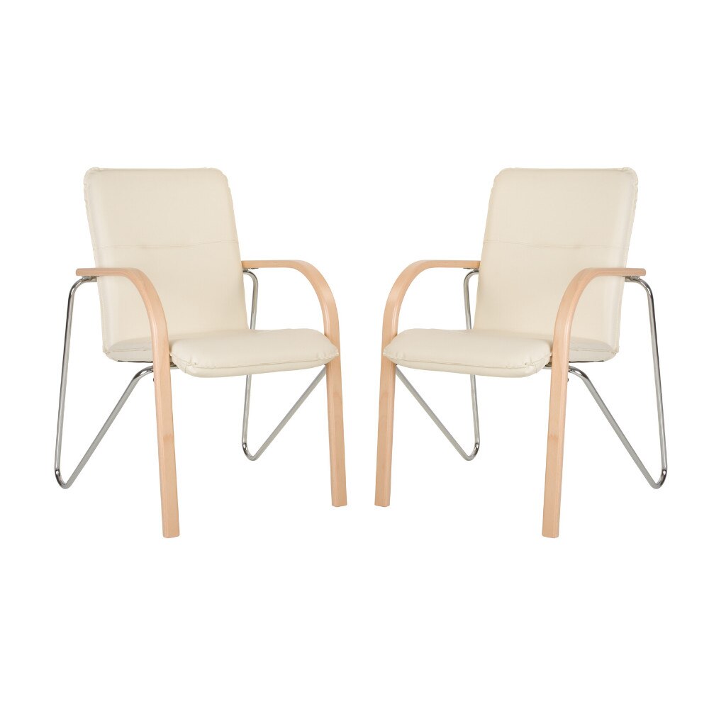 Set 2 scaune vizitator SALSA, Crem piele ecologica