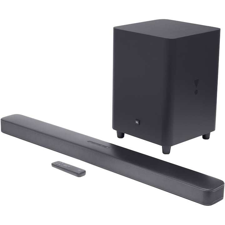 JBL Bar 5.1 hangprojektor, 5.1-es térhangzás, 550 W, MultiBeam™ technológia, vezeték nélküli mélysugárzó, Alexa támogatás, fekete