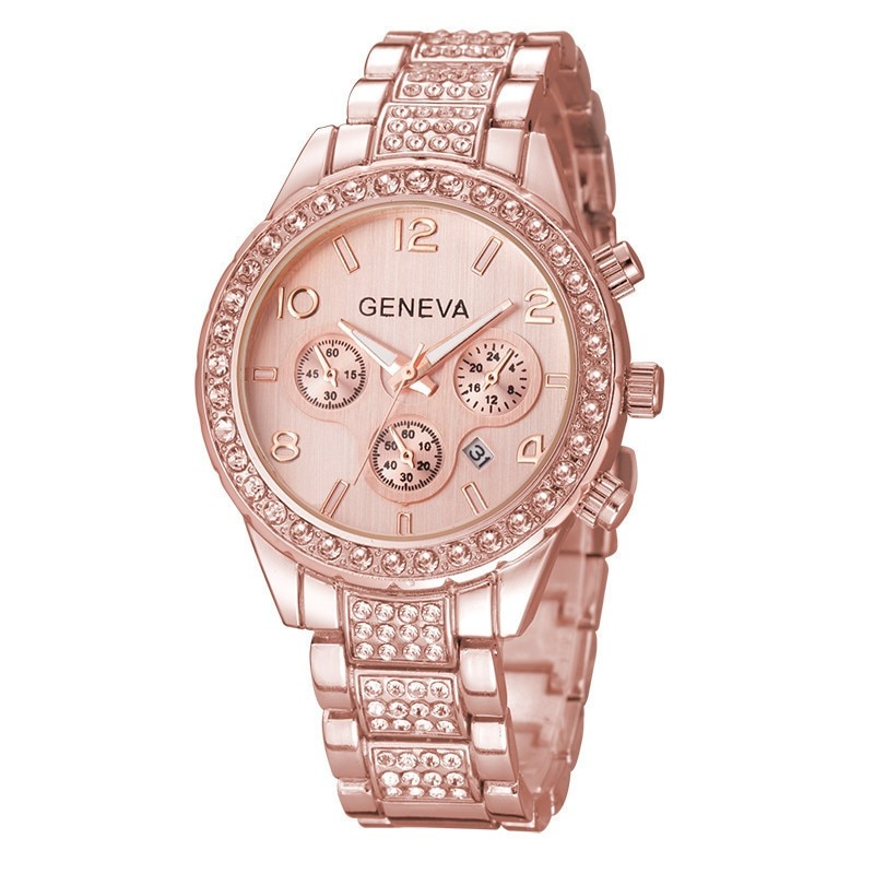 Ceas Geneva Dama Quartz Casual Elegant Rose, PN999903RE, curea din metal (zale), afisaj Analog