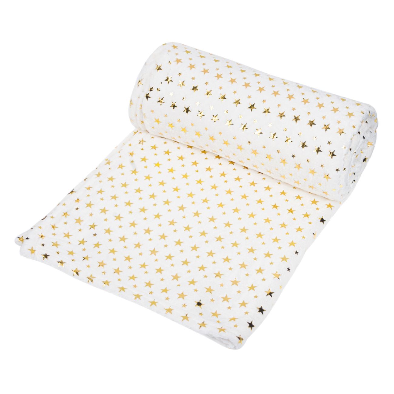 Patura moale model craciun, Zola®, alba cu stelute, 130x160 cm