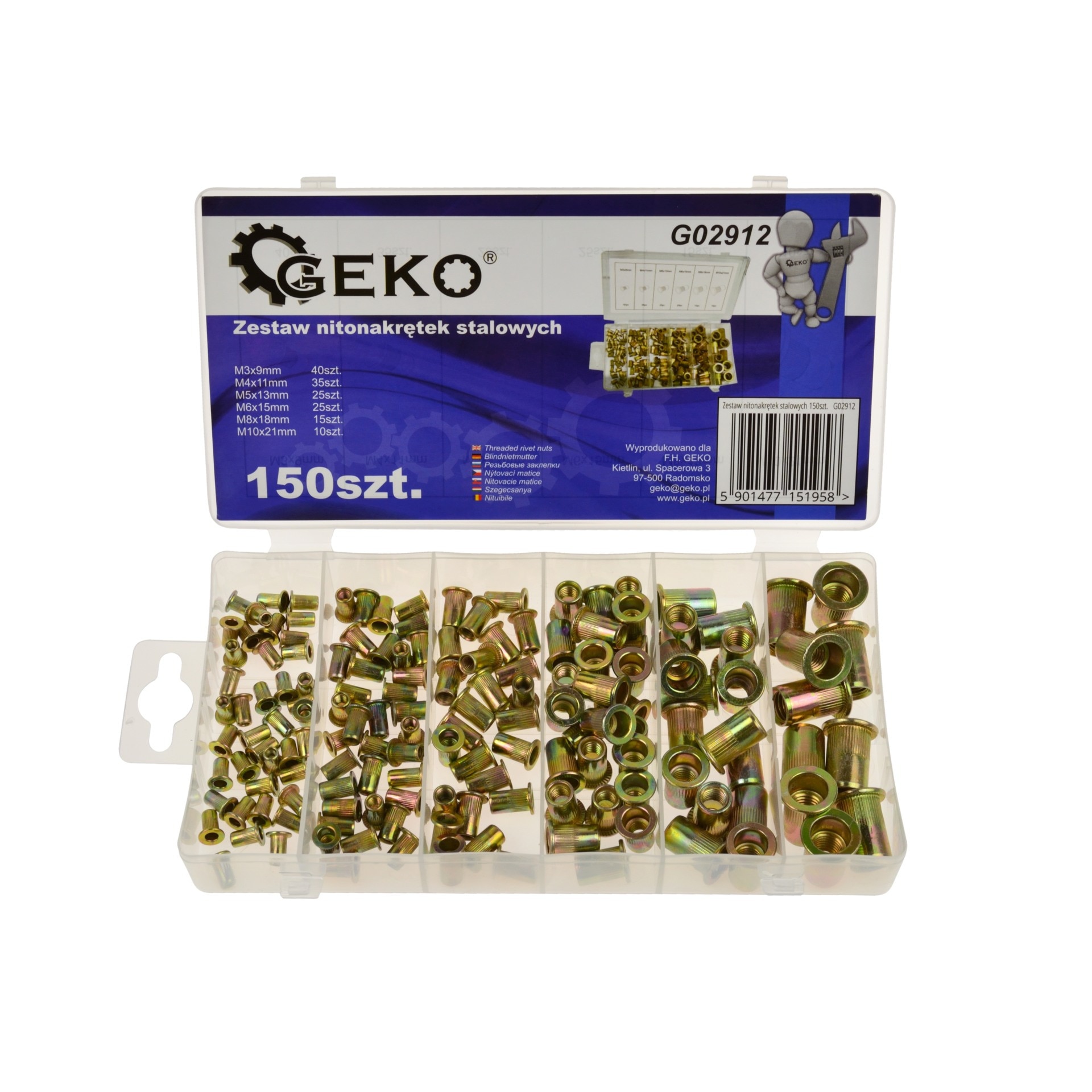 Set de piulite din otel 150 bucati, GEKO G02912