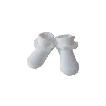 Sosete bebe, cu volanas, albe Sosete bebe, cu volanas, albe