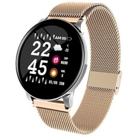 ceas smartwatch si bratara fitness 2 in 1 smartwibe8 notificari apeluri mesaje monitorizare ritm cardiac presiune arteriala antisedentarism afisaj meteo inchidere magnetica curea metalica gold imagen 55_0_
0
