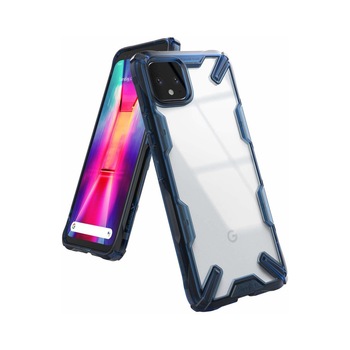 Husa Google Pixel 4 Ringke FUSION X Transparent/Albastru Husa Google Pixel 4 Ringke FUSION X Transparent/Albastru