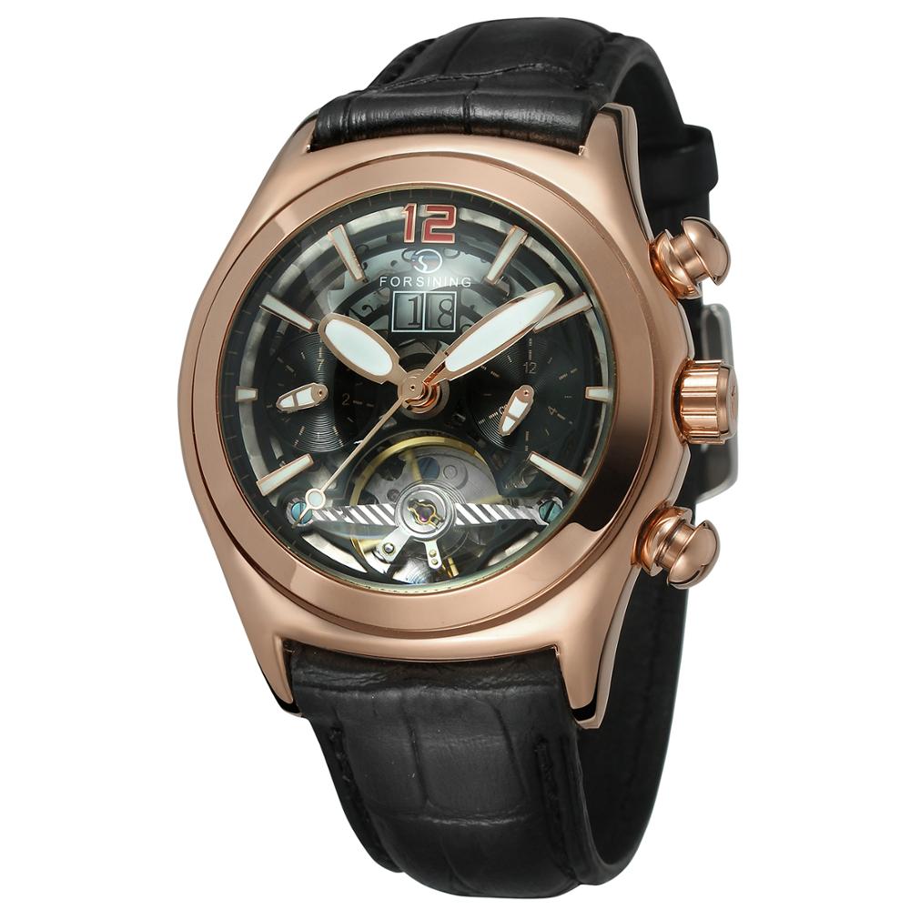 Ceas Forsining Unisex Automatic Casual Elegant Rose, PN999150RE, curea din piele, afisaj Analog