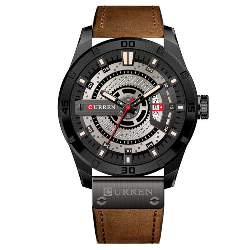 Ceas Curren Barbatesc Quartz Casual Elegant Maro, PN999623MO, curea din piele, afisaj Analog