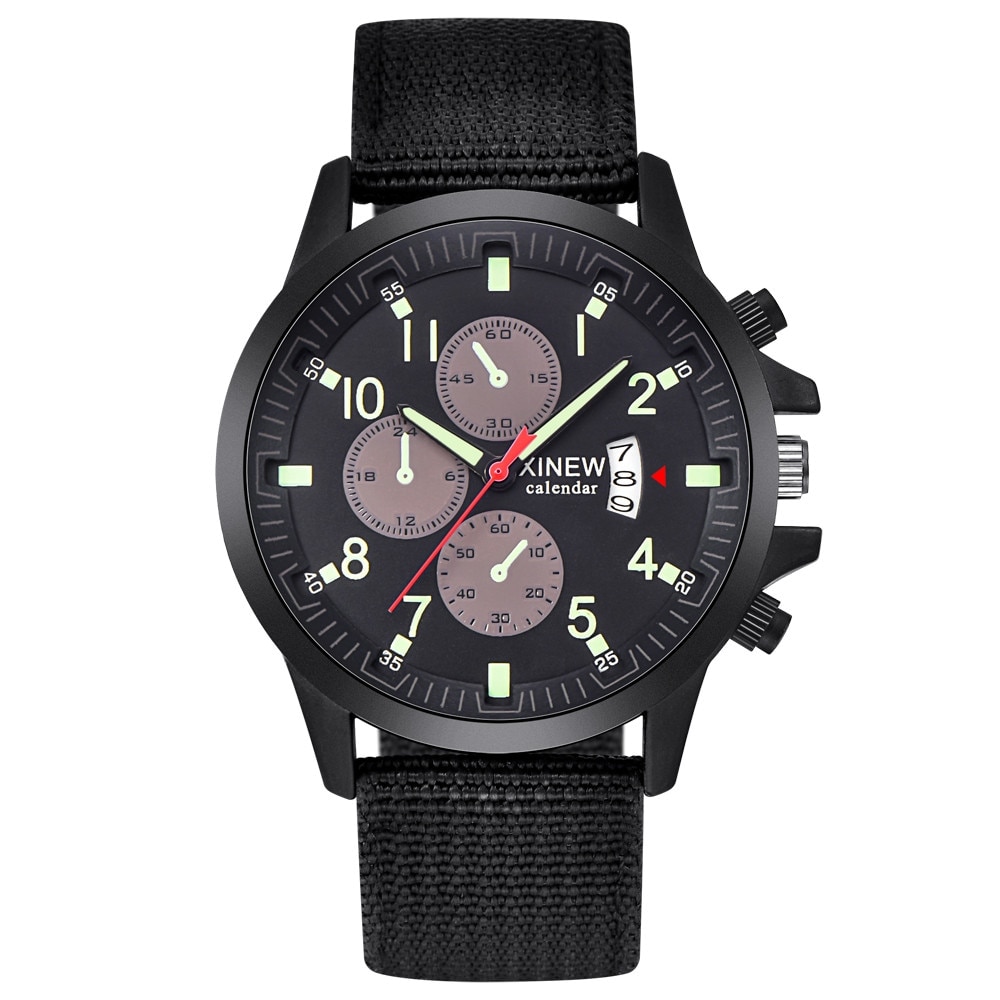 Ceas XINEW Barbatesc Quartz Casual Elegant Negru, PN999469NU, curea din textil, afisaj Analog