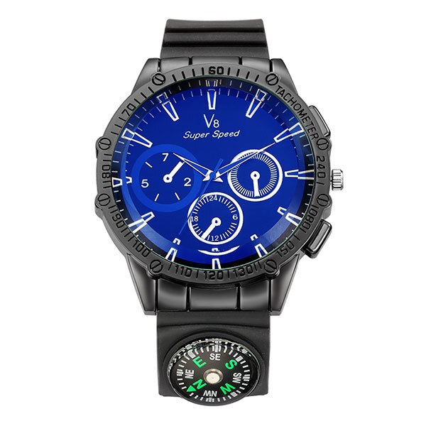 Ceas V6 Barbatesc Quartz Casual Elegant Negru, PN999287NU, curea din silicon, afisaj Analog