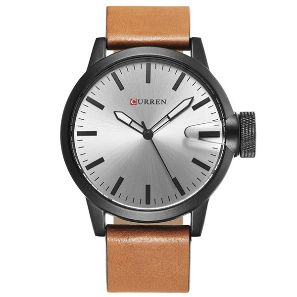 Ceas Curren Unisex Quartz Casual Elegant Argintiu/negru, PN999923SNU, curea din piele, afisaj Analog