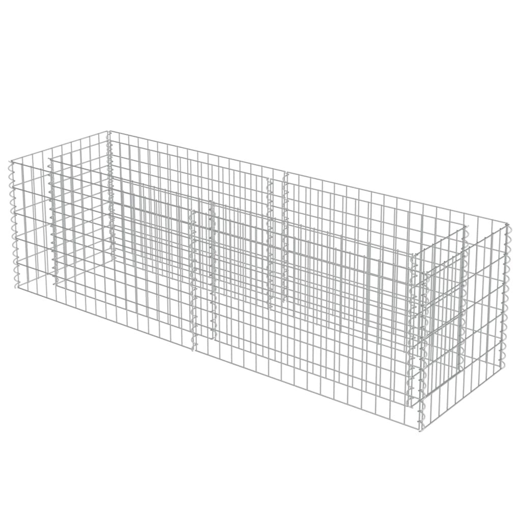 Jardiniera gabion, vidaXL, Otel galvanizat, 180 x 50 x 50 cm, Argintiu