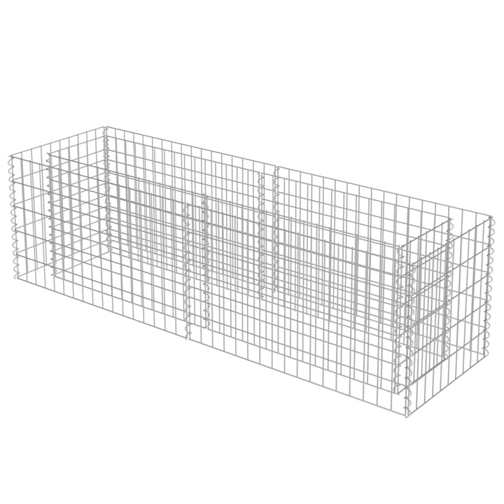 Jardiniera gabion, vidaXL, Otel galvanizat, 180 x 50 x 50 cm, Argintiu