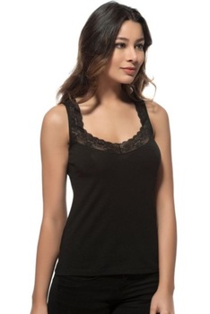Özkan - Női elasztikus pamut trikószéles csipke pánttal és betéttel,fekete,XL