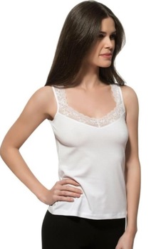 Özkan - Női elasztikus pamut trikószéles csipke pánttal és betéttel,fehér,XL