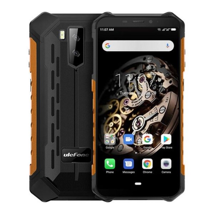 Смартфон Ulefone Armor X3 Orange, IP68/69, Underwater mode, 5000 mAh, Face Unlock, Android 9.0 Pie + стъклен протектор