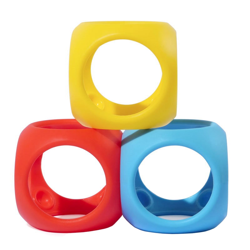Set 3 jucarii senzoriale flexibile multicolor, Oibo