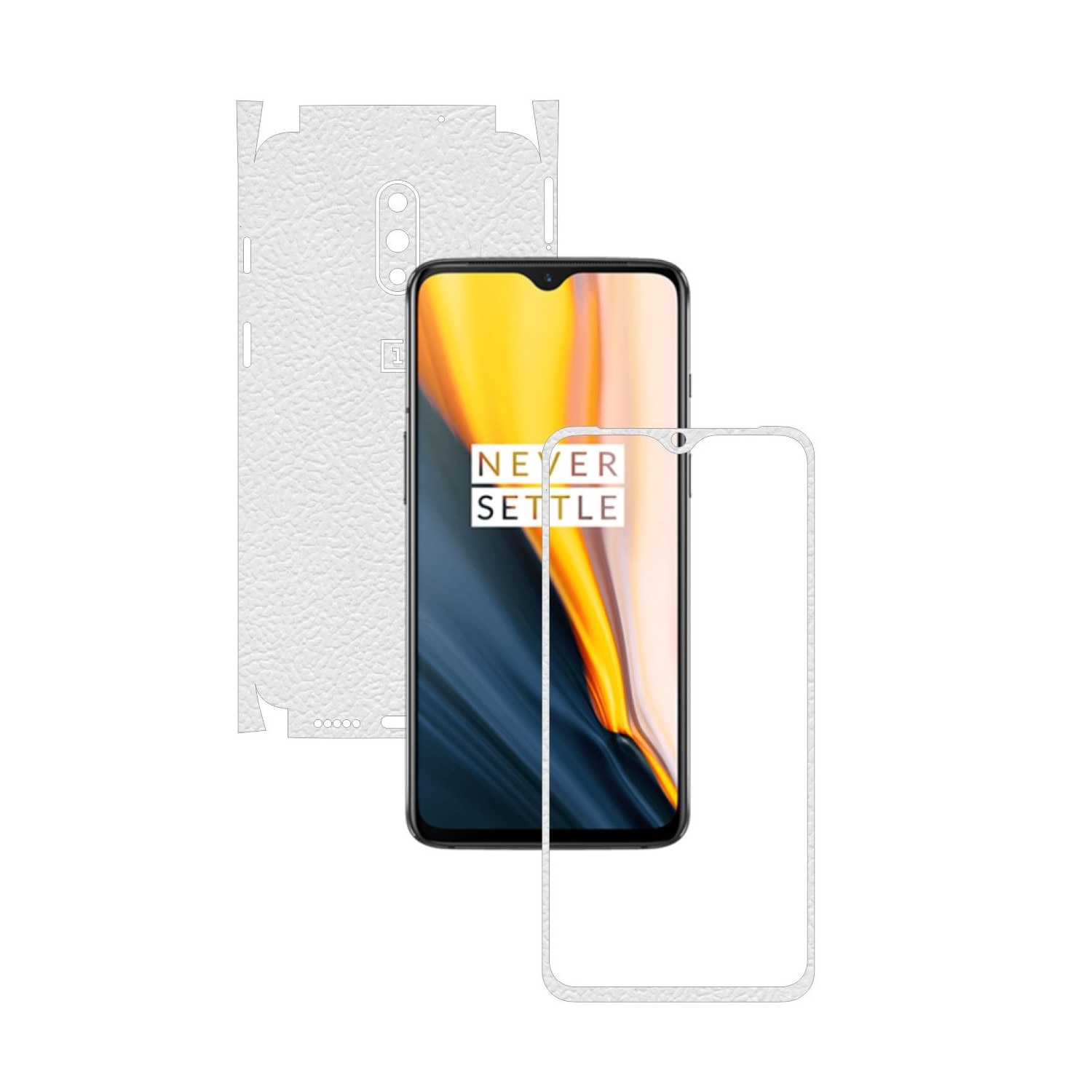 Folie Protectie Carbon Skinz pentru OnePlus 7 - Piele Alba 360 Cut, Skin Adeziv Full Body Cover pentru Rama Ecran, Carcasa Spate si Laterale