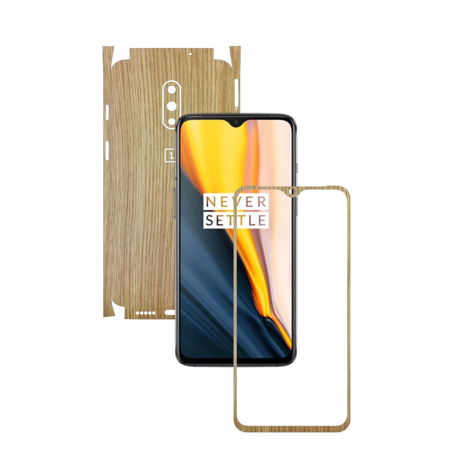 Folie Protectie Carbon Skinz pentru OnePlus 7 - Lemn Stejar 360 Cut, Skin Adeziv Full Body Cover pentru Rama Ecran, Carcasa Spate si Laterale